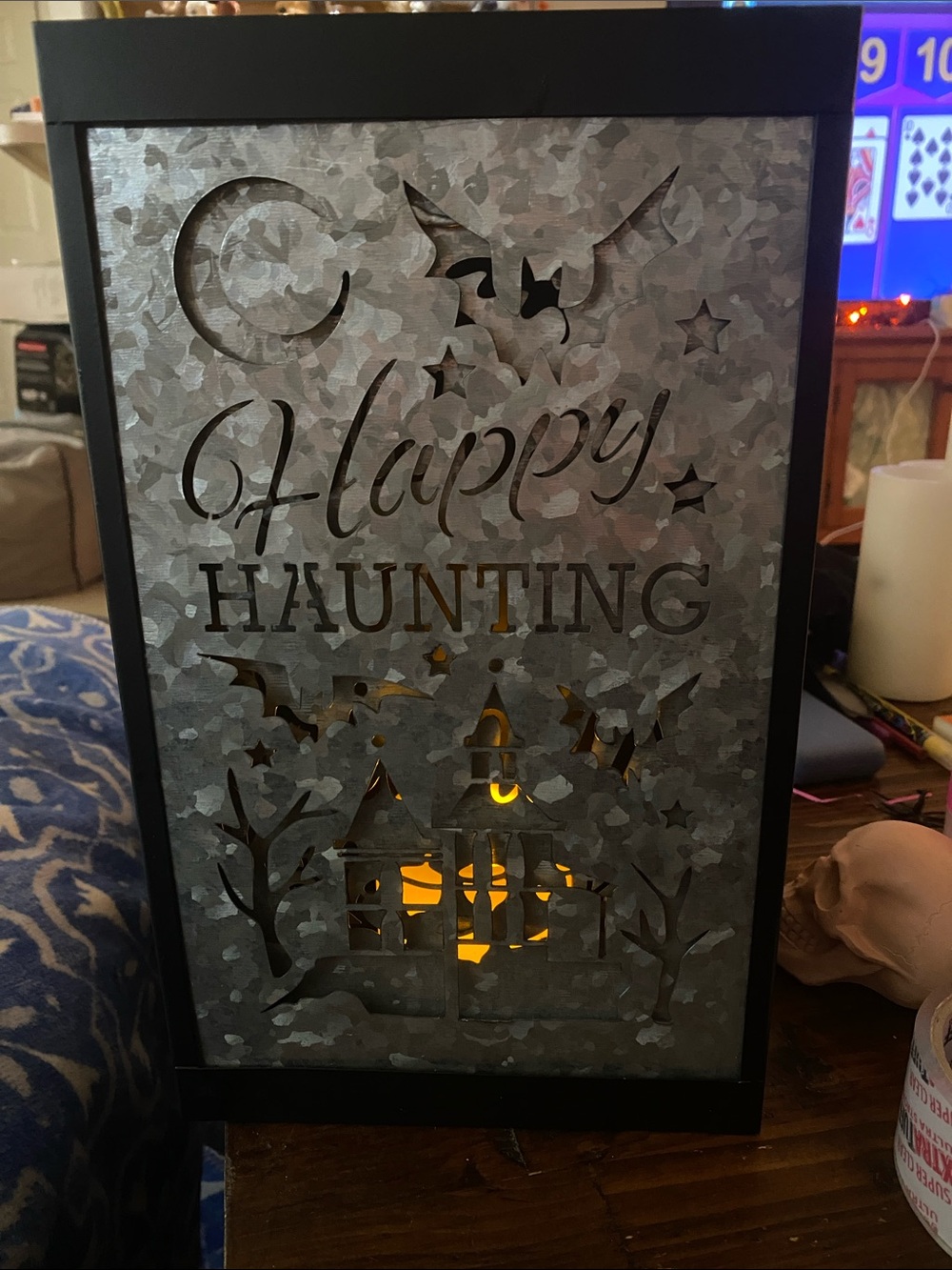 Marshalls Black & Gray 'Happy Haunting' Metal Lantern Wall Art